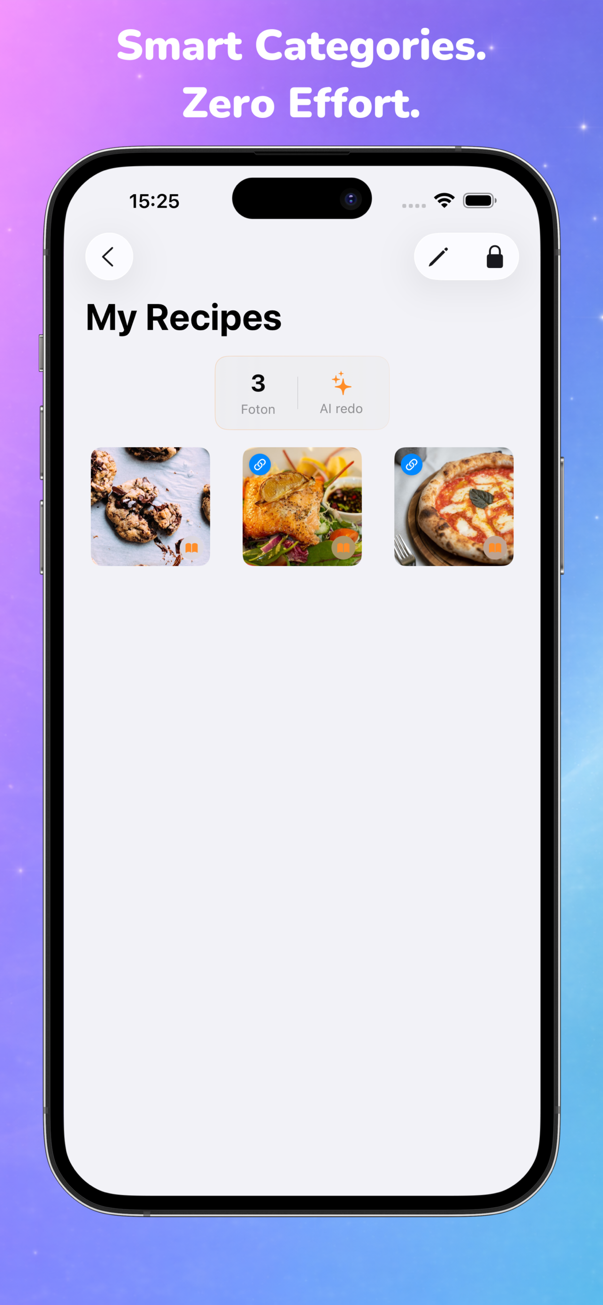 Smart category grid in Recallr Catalog grouping the user's screenshots by topic with zero manual effort.